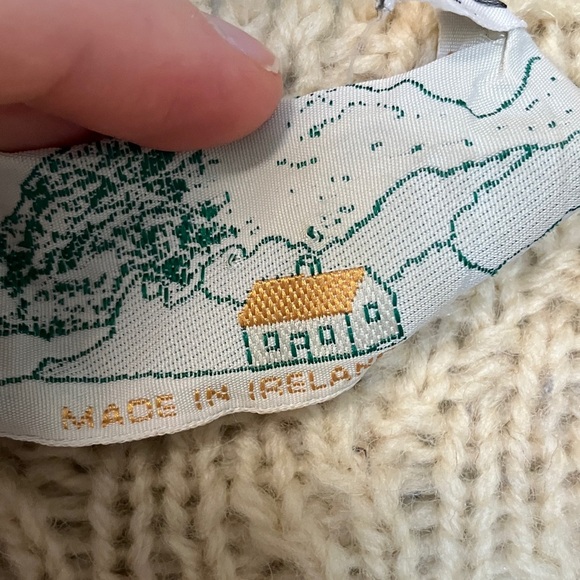 Donegal Knitters 100% Pure New Wool Cream Cable Knit Aran Cardigan Long Sweater - Picture 4 of 8